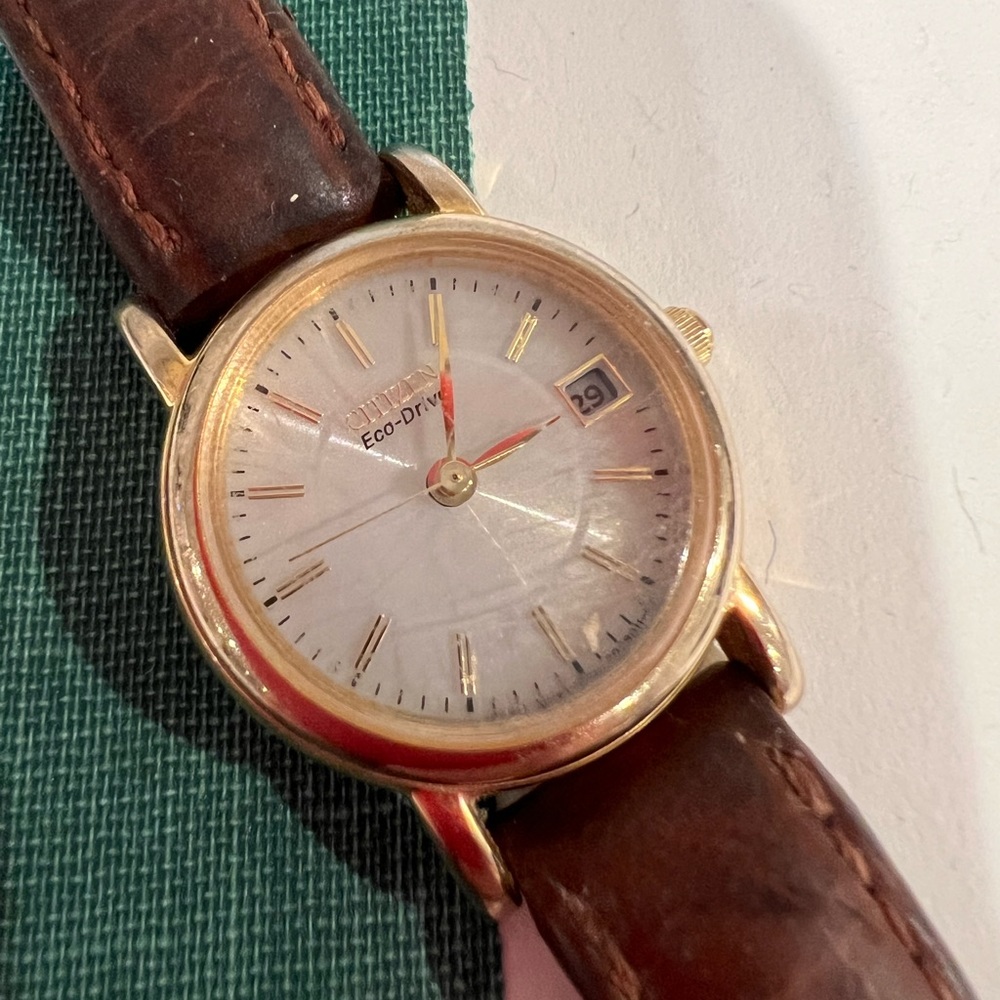 Well loved CITIZEN ECO-drive ladies watch with leather band.